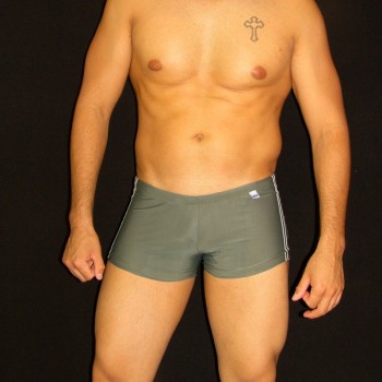 Boxer de Baño Hombre Verde Olivo, cordon y cintura baja