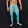 Calza larga de tul verde semitransparente para hombre. Vista de frente