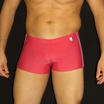 boxer de baño hombre rojo franjas cordon y cintura baja