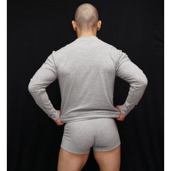 camiseta cuello beatle manga larga hombre elasticada canuton gris