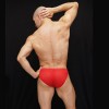 Suave slip de malla perforada para hombre color rojo