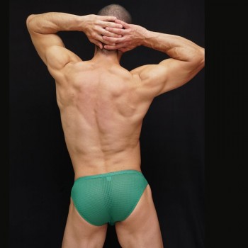 slip hombre hecho en malla verde