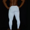 Calza Larga Spandex elastano hombre blanca. Vista de espalda